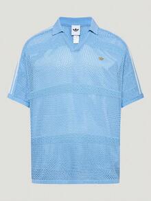 Adidas Originals Men's RESORT S POLO Knit Collar Short Sleeve Polo Shirt TKW8166 - Baby Blue - View 1