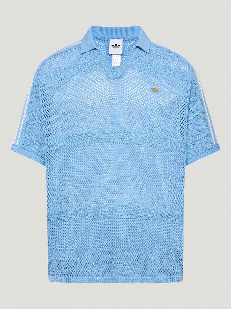 Adidas Originals Men's RESORT S POLO Knit Collar Short Sleeve Polo Shirt TKW8166 - Baby Blue - View 1