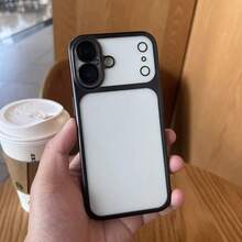 Luxury Transparent Matte Phone Case For IPhone 17 Pro Max 16 15 14 13 12 11 Plus 17e 16e, Lens Protection, Metallic Edge Protective Shell - Black - View 8