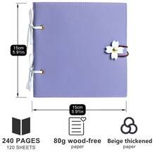 6x6-Inch Scrapbook | 240 Pages, Thickened Blank Pages, Wedding Album, Exclusive Photo Album For Girlfriend, Boyfriend, Family | Creative Handcrafted Gifts With A Sense Of Ceremony, Available In Pink, Yellow, Purple - Multicolor - View 2