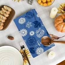 2/4/48pcs Autumn Series Blue Hello Fall Floral Print Kitchen Towels - Ultra Soft, Highly Absorbent Polyester Dish Cloths And Hand Towels, Perfect For Holiday Decor, Kitchen Decor, Party Decor - Multicolor - View 11