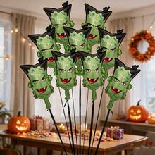 10入 44cm 萬聖節綠色怪物卡通鋁箔氣球套組，適合 Trick Or Treat 主題派對（不含緞帶） - 查看 2