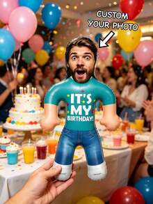 1pc Personalized Birthday Inflatable Blow Mold Prop - Customized Photo Birthday Party Decoration, Fun Celebration Party Accessory, Unique Birthday Event Prop, Suitable For Birthday Party, Family Gathering, Pool Party, Special Occasions - Multicolor - View 2