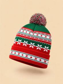 1pc Unisex Cartoon Pattern Knit Beanie Hat, Warm Christmas Hat With Ear Protection, Adjustable Woolen Cap For Autumn/Winter - Christmas - View 11