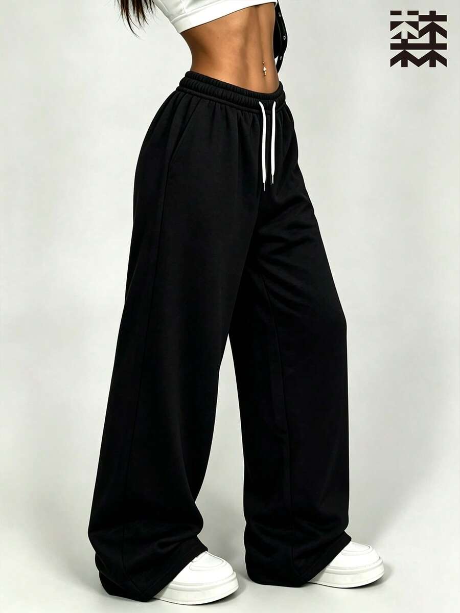 mulinsen Women's Sports Pants - Multi-Functional Casual Long Pants, Outdoor Minimalist Comfortable Soft Home Pants - Deep Space Black - View 1