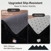 Soft Shag Rugs For Bedroom, Black Fluffy Shaggy Rugs For Living Room, Luxury Modern Plush Carpet Girls Boys Room Dorm Indoor Home Decor, Upgrade Non-Slip - 黑色 - 查看 6