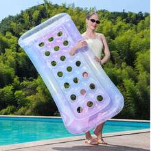 Rainbow Glitter Inflatable Pool Float Raft With Breathable Holes, 3 Independent Airbags Pool Lounger, 62.6in Large Size Summer Water Float For Adults - Multicolor - View 7