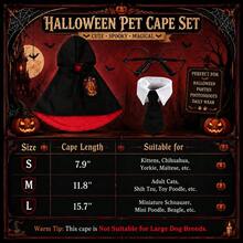 3pcs Horror Dark Gothic Pet Wizard Costume - Horror Hooded Cape With Glasses And Tie, Halloween Dog Cosplay Outfit - Red/Black - View 6
