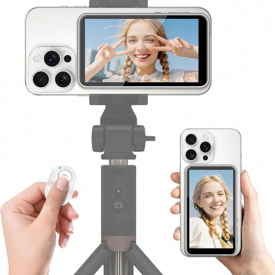 Magnetic Phone Vlog Selfie Screen, 1080P Wireless Recording, Rear Camera Selfie Monitor With Bluetooth Remote, Suitable For Selfie Vlog Live Streaming, Compatible With IOS And Android Systems - Multicolor - View 1