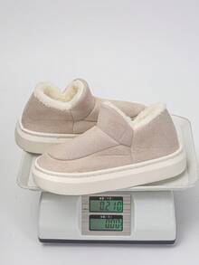 大尺碼 36-43 女款純色休閒仙女風保暖內裡柔軟平底半拖鞋室內鞋，冬季加厚保暖居家拖鞋，多色可選 - 米色 - 查看 9