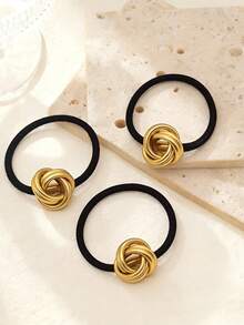 Geometric Metal Hair Tie, Suitable For Thick Hair, Gold Hair Accessory, Elastic Hair Tie Won't Damage Ponytail, Hair Accessories - Multicolor - View 18