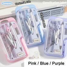 8pcs/Set Minimalist Transparent & Ruler Set, Precise Drawing Tools Designed Students, Suitable School Math & Geometry Homework, Back To School - Purple - View 2