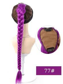 26 Inch Purple Braided Clip-On Ponytail Hair Extension, Long Pre-Stretched Ponytail Wig, Synthetic Hair, Cosplay Braid Ponytail Hairpiece, Halloween - Multicolor - View 16
