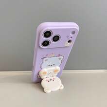 (Funda de teléfono con soporte lindo) (Soporte de espejo) (Pintado lindo) 1 pieza Funda de teléfono de silicona líquida de unicolor compatible con teléfonos y Apple compatible con Apple 11/12/13/14/15/16 Pro Max S22/23/24/S25+U A04/A05/A14/A15/A24/A25/A34/A54 SA56/A36/A26 compatible con OPPO compatible con Vivo compatible con Honor 400/X67899876abc/ compatible con Redmi Note 14/13/12 Funda de teléfono - Suerte morada - Ver 2