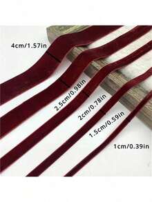 1pc 5 Yards Luxurious Burgundy Velvet Ribbon - Soft, Single-Sided, And Durable For Gift Wrapping, DIY Jewelry Making, Christmas Tree Decoration, Wedding Scene Arrangement, And Home Decor - Perfect For Crafting And Decorating, - Red - View 2