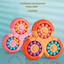 1pc Cool 2-In-1 Gyro Magic Bean Toy, An Interactive Double-Sided Puzzle Game That Helps Improve Focus, Enhance Attention, Stimulate Imagination, And Fine Motor Skills. - Multicolor - View 3