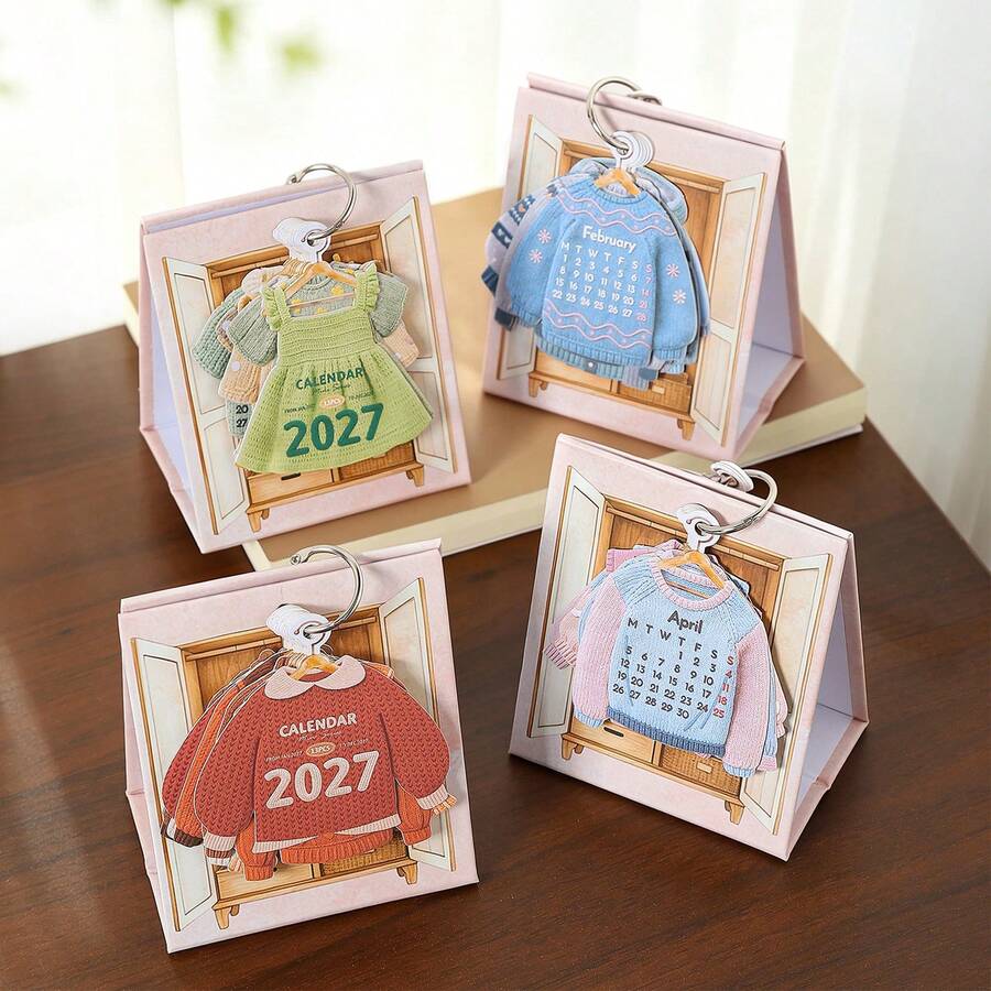 2027 Mini Desk Calendar Four Seasons Wardrobe Series Desktop Ornament Personal Planner Calendar - Desk Calendar - View 1