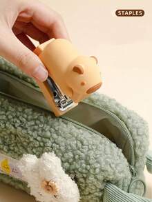 Mini Stapler With 400pcs 24/6 Staples Set, Cartoon Capybara Bear Rabbit Duck Portable Stapler For Office Binding, School Supplies, First Day Of School - one-size - View 12