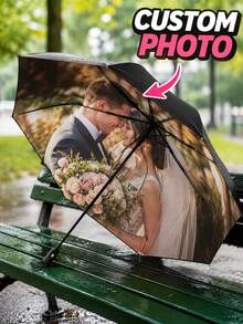 1pc Personalized Photo Customized Umbrella, DIY Custom Image Automatic Folding Umbrella, 8-Rib Windproof Portable, Auto Open Close, Custom Picture Text Logo For Wedding, Anniversary Gift, Engagement Gift, Couple Memorial, Pet Photos, Unique Gift - Multicolor - View 5