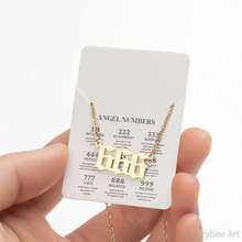 One Piece Stainless Steel Angel Number Pendant Necklace, Vintage Design Gift With Box - 666 - View 14