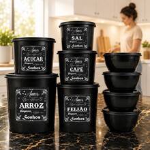 Kit Vasilhas Organizador de Cozinha Potes Mantimentos + Potes Redondos Multiuso - Visão 1