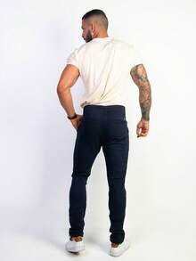 Urban Zone Jeans Men's Slim Fit Casual Twill Pants With Elastane - 海洋 - 查看 6