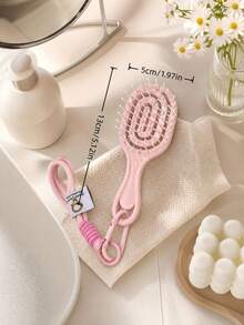 Sisir Oval Mini, Sisir Portabel Wanita, Cocok untuk Perjalanan, Aktivitas Luar Ruangan, Kantor dan Sekolah, Cocok untuk Rambut Basah dan Kering, Penggunaan Sehari-hari, Sisir Pijat Ringan dengan Tali Gantung, Sisir Rambut Keriting, Tersedia Berbagai Warna - A - View 8