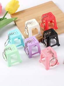 Mini Stool Keychain, Cute Colorful Chair Bag Charm, Realistic Square Stool Pendant, Car Key Ring Accessory, Party Favor, Birthday Christmas Gift - Multicolor - View 2