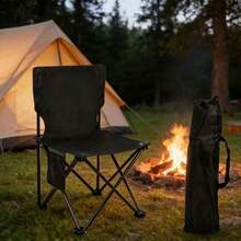 1pc Portable Outdoor Camping Folding Chair: Steel Frame, Suitable For Adults, Perfect For Camping, Picnic And Fishing, Ultra-Lightweight Outdoor Camping Chair, Maple Leaf Design With Side Phone Pocket, Random Color - Multicolor - View 9