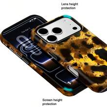 Koolife Leopard Print Phone Case Made Of TPU Material And Printed Fabric, Smooth And Hard Surface, Scratch-Resistant, Durable And Shock-Absorbent, Ideal Gift Choice, Compatible With IPhone 11, 12, 13, 14, 15, 16, 17/18 Series Models (Including Pro And Pro Max Versions) - Amber Yellow - View 3