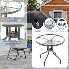 Kselythan Conjunto de comedor de exterior con sombrilla, mesa de patio y 4 sillas plegables con sombrilla, conjunto de muebles de jardín y patio con sombrillas, mesa de comedor con tablero de vidrio templado. - Negro - Ver 6