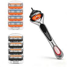 Men's 6-Blade Razor Set, Includes 1 Metal Handle And Multiple 6-Blade Replacement Cartridges, Reusable Blades - Provides A Comfortable And Smooth Shaving Experience - 5-blade Model - View 1