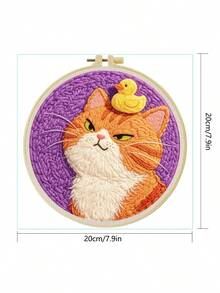 Kit Sulam Jarum Tusuk DIY untuk Pemula: Termasuk Jarum, Benang, Instruksi, Bingkai Sulam, Kain Pra-cetak dengan Pola Hewan yang Lucu. Dekorasi Dinding Buatan Tangan Kreatif atau Hadiah. Kit Jarum Tusuk 2D. Kit untuk Pemula/Menyenangkan/Santai. 20x20cm (7,87x7,87 Inci). - A - View 4