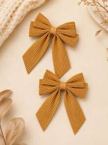 2 piezas de lazos de pelo de terciopelo de unicolor para niñas, clip de pico de pato simple de color caqui de otoño, accesorios de moda para el cabello de niños, regalo para niñas - horquilla de lazo - Ver 2