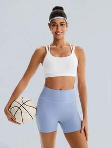 Tender Angel Thin Strap Criss-Cross Back Sports Bra, Backless Yoga Bra For Daily Fitness And Versatile Wear - White - View 5