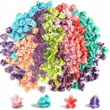 100pcs Crown Flower Beads, 12mm Hawaiian Crown Flower Random Mixed Colors, Straight Hole Glossy Colorful Flower Beads, Resin And Synthetic Coral Pink - Multi-color - View 9