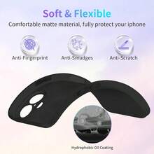 [ 2 Buah ] Casing Ponsel Ultra Tipis Anti Jatuh Hitam Bergaya dan Sederhana Baru untuk 18 ProMax, Cocok untuk 18/17Air/16E/15/14 Plus 11 Pro Max 12/13 Mini, Pelindung Lensa Lembut - Hitam - View 4