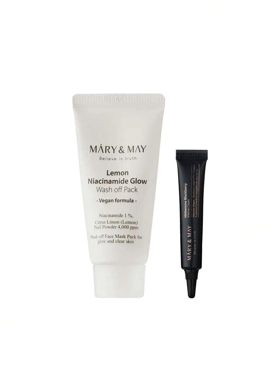 Mary&May [حزمة] غسول الليمون والنياسيناميد المتوهج 30 جرام + ماري&ماي (ميني) كريم إيديبينون + مركب التوت الأسود المكثف للعناية الشاملة 12 جرام - نياسيناميد الليمون + إيديبينون + مركب التوت الأسود - مشاهدة 1