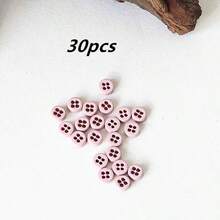30入彩色迷你圓形四孔手縫鈕扣 DIY 手作髮飾鞋包衣飾裝飾鈕扣配件 - 30pcs 0.6cm深藍 - 查看 8