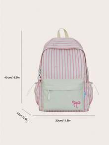 1pc Women's Striped Backpack, Fashionable Casual School Bag Suitable For College, Vacation, Travel And Outdoor Sports - Multicolor - View 3