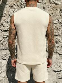 Men's Summer Casual Versatile Tank Top, Suitable For Daily Wear, Breathable And Comfortable Fabric - Apricot - View 3