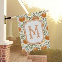 1Pc 12"X18"/28"X40" Custom Family Name Garden Flag, Fall Pumpkins Monogram Yard Art, Personalized Outdoor Porch Decor New Home Owners Patio Banner Gift - AA - View 1