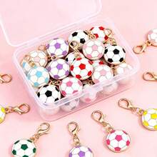 10/20 Pcs Assorted Colors Soccer Keychains, Enamel Sports Ball Bag Charms, Mini Football Backpack Pendant Accessories Gift For Teens Sports Fans - Multicolor - View 4