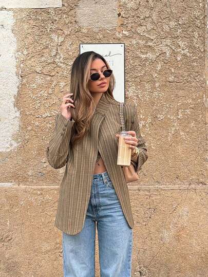 Women's Elegant Minimalist Daily Commute Office Workplace Old Money Style Blazer