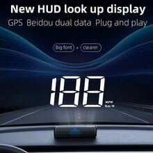 YNF M2 升級版汽車 HUD 抬頭顯示器,GPS 北斗雙模即時車速監控,大字體清晰、免安裝即插即用通用車速表 - M2 - 查看 3