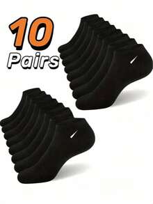 10 Pairs/20 Pairs Unisex Black All-Season Casual Sports Short Socks Couple Socks Minimalist Style 1/5/10/15/20 Pairs - Black - View 3