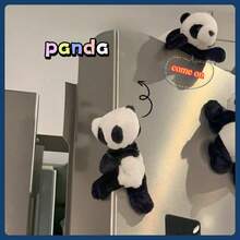 1/3/5/10pcs Cute Soft Panda Magnetic Fridge Magnets Decor - Oval Fabric Whiteboard And Refrigerator Decoration, Perfect For Gifts And Storage - Multicolor - View 6