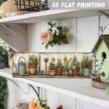 2D Flat Single Piece, Vintage Garden Tools And Potted Plants Metal Sign, Farmhouse Style, Wall Hanging, Suitable For Kitchen, Bathroom, Entrance Rustic Style Decor, Decorative Sign And Plaque (Random Style) - A - View 3