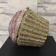 Cute Cupcake Rhinestone Clutch Diamond Crystal Purse Evening Bags For Women Party Cupcake Crystal Clutch Purse Wedding Cupcake Stunning Purse Clutches - 粉色 - 查看 7