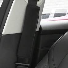 1Pair Soft Plush Car Seat Belt Shoulder Pad, Solid Black Comfort Seatbelt Cover, Universal Auto Shoulder Strap Protector, Car Interior Accessories - A - View 2
